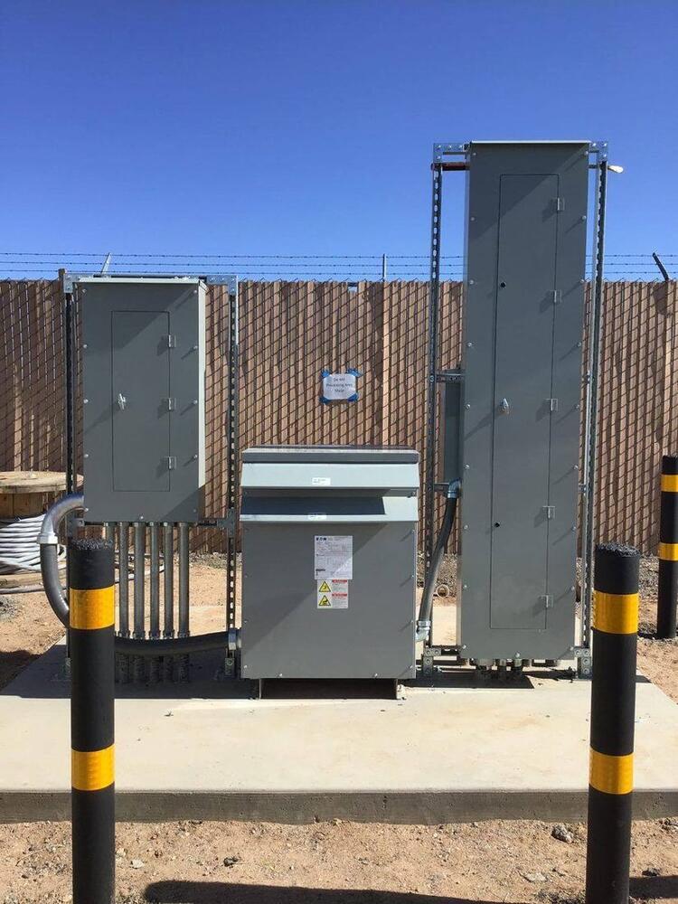 Commercial electrical service, distribution panels and transformer installed by Arizona Electrical Solutions