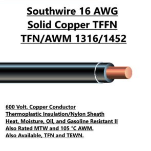 Southwire 16 AWG Solid Copper TFFN TFN/AWM 1316/1452