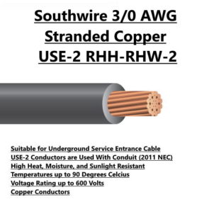 Southwire 3/0 AWG 19 Stranded Copper USE-2 RHH-RHW-2 Electrical Wire for Sale Tucson