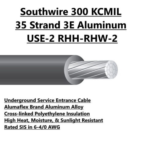 Southwire 300 KCMIL 35 Strand Aluminum 3E USE-2 RHH-RHW-2 Electrical Wire For Sale