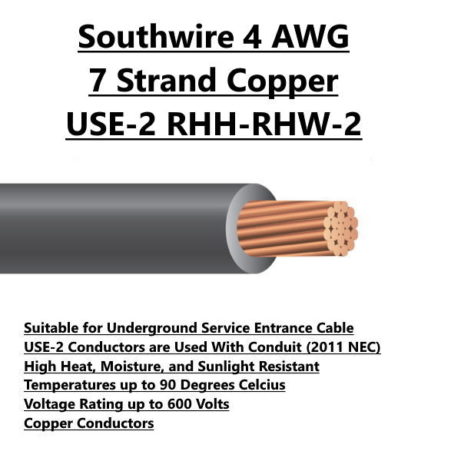 Southwire 4 AWG 7 Stranded Copper USE-2 RHH-RHW-2