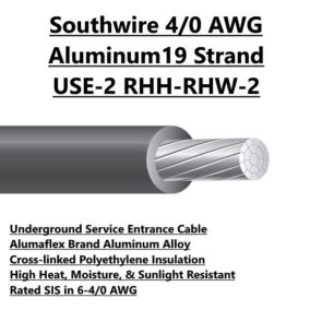 Southwire 4/0 AWG Aluminum 19 Strand USE-2 RHH-RHW-2 Electrical Wire For Sale Tucson Arizona